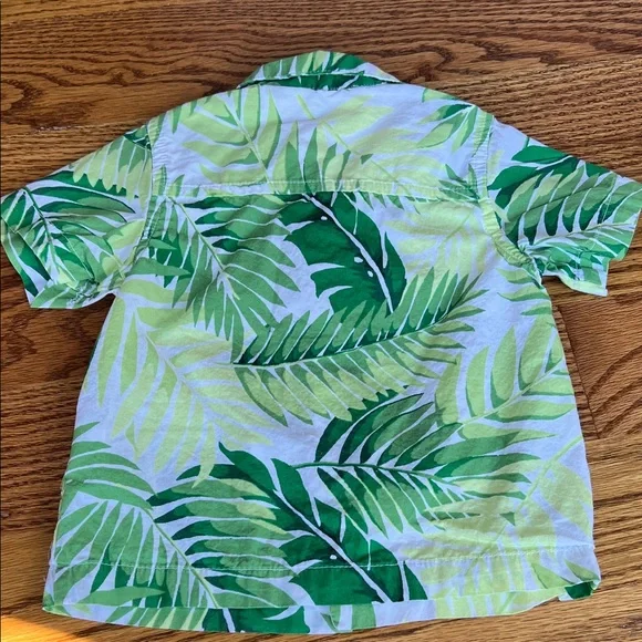 Janie and Jack Tropical Green Leaf Print Baby Shirt - Picture 3 of 4